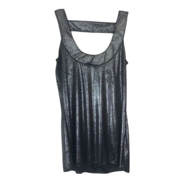 BCX - Dark Grey Metallic Silver Futuristic Shiny Vibrant Tank Top Women’s SZ S - Picture 2 of 8